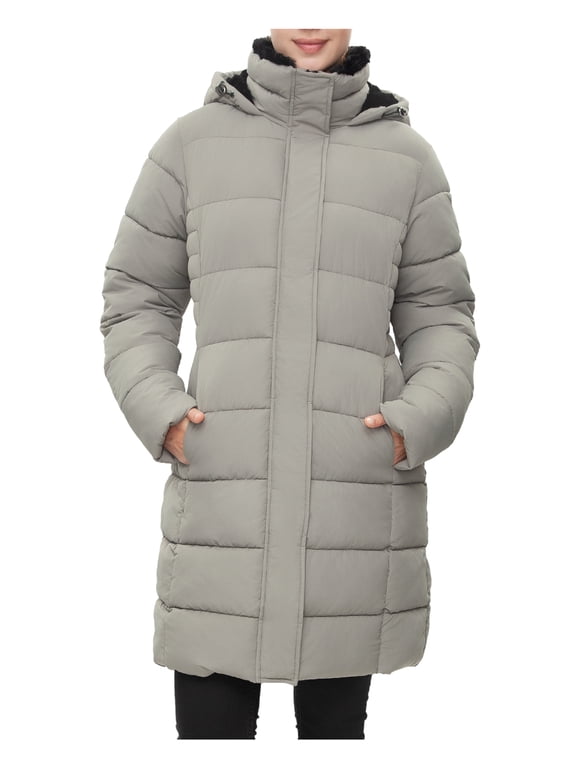 Rokka&Rolla Women's Insulated Long Winter Coat Fleece Hood Parka Jacket