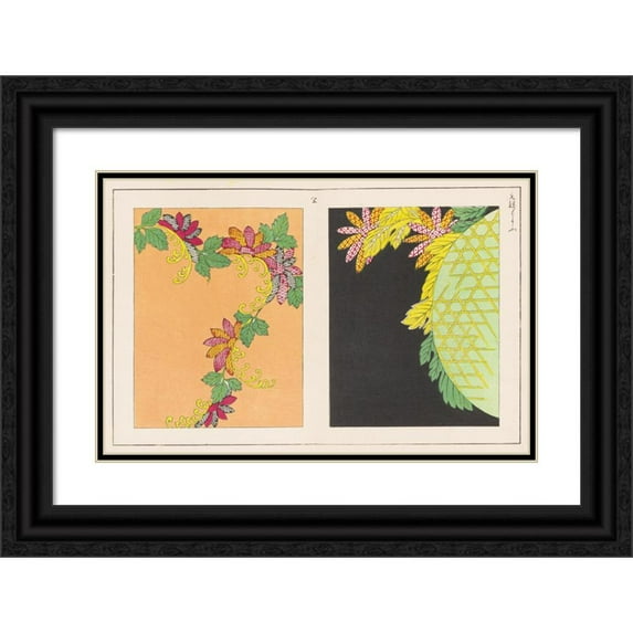Rokkaku Shisui 18x13 Black Ornate Wood Framed Double Matted Museum Art Print Titled - Shinsen Moyo No Shiori, Pl.01 (1868-1912)