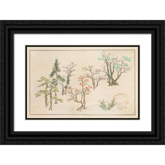 Rokkaku Shisui 18x13 Black Ornate Wood Framed Double Matted Museum Art Print Titled - Shinsen Moyo No Shiori, Pl.19 (1868-1912)