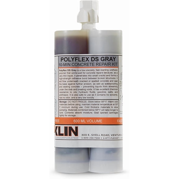 Roklin Systems, Inc. - PolyFlex DS Concrete Crack Filler, Quick-Drying Asphalt Crack Sealer, Floor/Wall Repair Patch Kit Essential, 21 Ounces, Gray