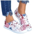 thumbnail image 1 of Rokment 4th of July Independence Day Low Top Fashion Sneakers for Women Patriotic Canvas Spring Fall Casual Comfortable Walking Flat Tennis Shoes Wine Size 6.5, 1 of 5