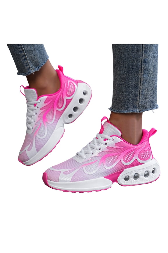 Air Cushion Running Cross-Trainning Tennis Shoes for Women Comfortable Outdoor Sports Athletic Basketball Trainners Breathable Soft Sole Jogging Walking Sneakers Pink Size 9