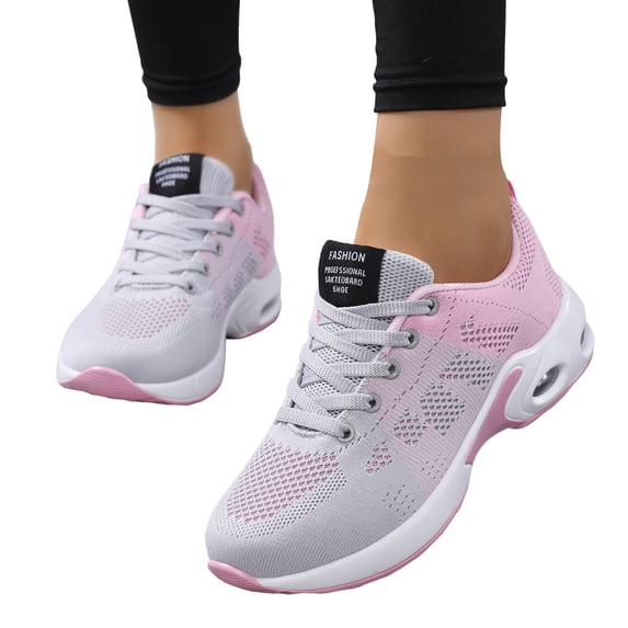 Rokment Air Cushion Running Shoes for Women Lightweight Comfortable Mesh Tennis Walking Shoes Breathable Mesh Gym Non Slip Work Fashion Sneakers Athletic Casual Light Pink Size 6