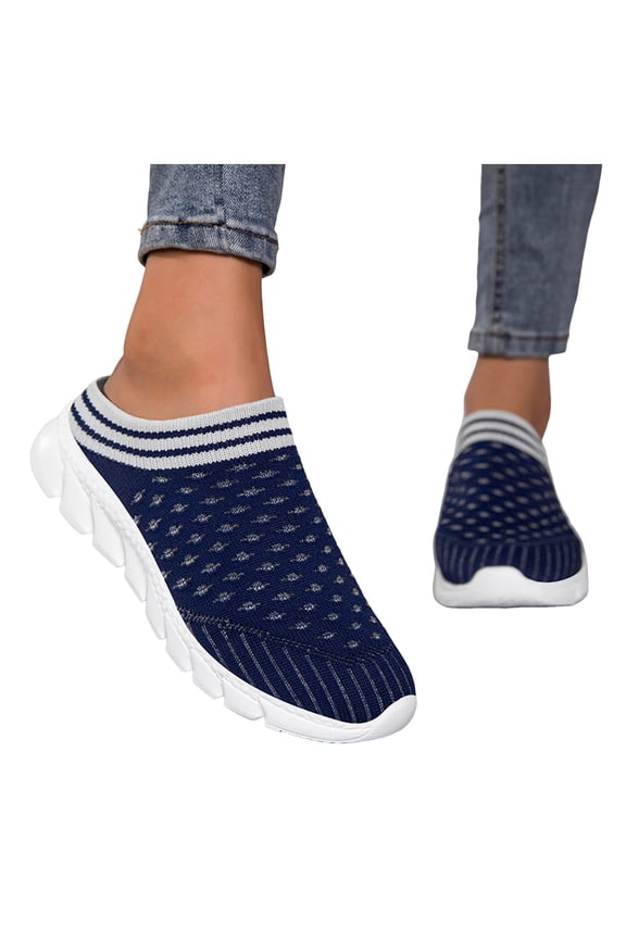 Athletic Walking Running Mules Backless Shoes for Women Lightweight Comfortable Orthopedic Memory Foam Clogs Handsfree Sandals Non Slip Nursing Work Half Slippers Sneakers E Size 7.5
