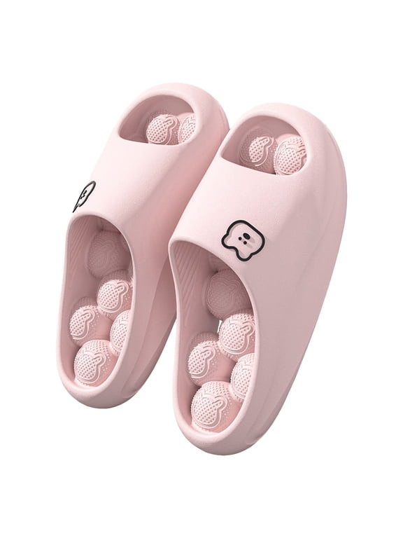 Bathroom Shower Slippers for Women with Bubble Massage Sole Comfortable Quick Drying Non Slip Pool Slides Cloud EVA Beach Spa Slip on Summer House Hotel Indoor Shoes