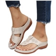 thumbnail image 1 of Rokment Beach Orthopedic Flip Flops for Women 2026 Comfortable Boho Summer Leather Platform Wedges Arch Support Walking Dress Slip on Sandals B Size 6.5, 1 of 7