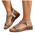 thumbnail image 1 of Rokment Bling Rhinestones Vintage Metallic Wedge Slingback Dressy Sandals for Women Bride Wedding Boho Beach Elastic Ankle Strap Dress Summer Shoes 2026 Silver Size 8, 1 of 7