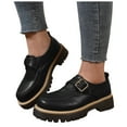 thumbnail image 1 of Rokment Buckles Platform Oxfords Mary Jane Penny Loafers for Women 2026 Spring Trendy Casual Leather Chunky Mid Heel Slip on Dress Shoes Black Size 6.5, 1 of 5