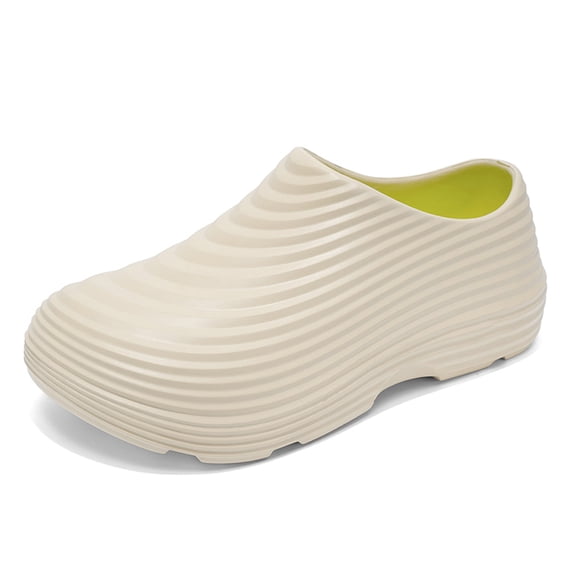 Rokment Chef Shoes for Women Men Non Slip Work Shoes Waterproof Oil Resistant Closed Toe Clogs Kitchen Restaurant Food Service Nursing Mules Beige Size 5.5