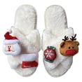 thumbnail image 1 of Rokment Christmas Open Toe Slippers for Women Cute Santa Reindeer Plush Fuzzy House Shoes Indoor Outdoor Cozy Memory Foam Xmas Slip on Girls White Size 8, 1 of 3