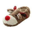 thumbnail image 1 of Rokment Christmas Reindeer Slippers for Women Girls Cute Animal Deer Fuzzy House Socks with Soft Non Slip Sole Indoor Bedroom Slip on Booties Shoes Brown Size 5, 1 of 8
