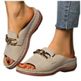 thumbnail image 1 of Rokment Classic Mules Orthopedic Dress Walking Sandals for Women 2026 Summer Fashion Casual Leather Open Toe Platform Wedge Low Heel Backless Slippers Beige Size 6.5, 1 of 4