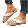 thumbnail image 1 of Rokment Color Block Beach Flat Sandals for Women 2026 Summer Comfortable Casual Straw Sole Platform Dress Slip on Vacation Walking Slides Shoes Khaki Size 8.5, 1 of 6