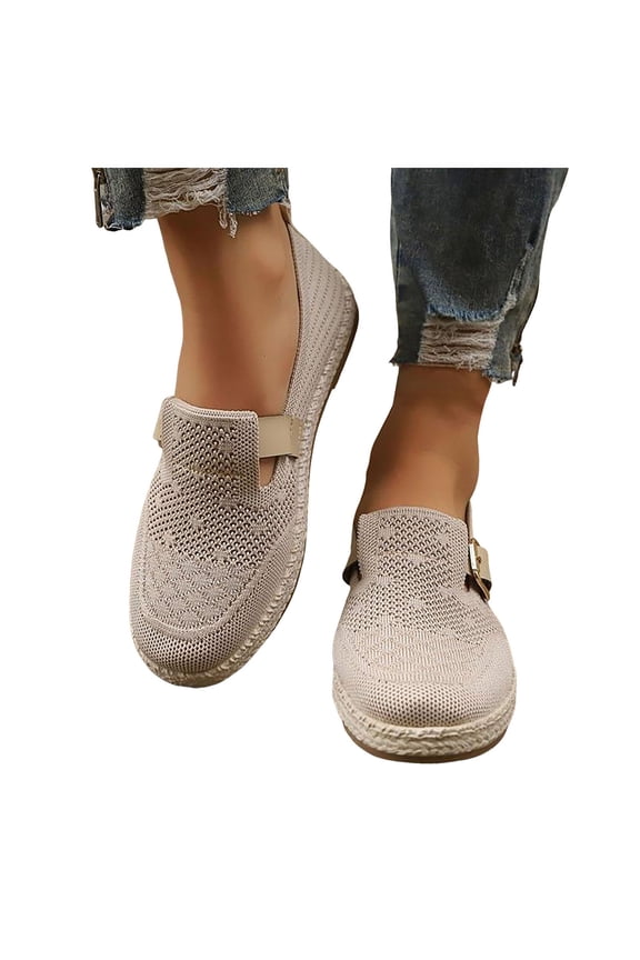 Comfortable Walking Flat Shoes for Women 2026 Spring Summer Breathable Mesh Espadrilles Casual Nursing Work Driving Slip on Loafers Sandals White Size 8