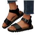 thumbnail image 1 of Rokment Cork Footbed Flat Sandals for Women 2026 Beach Summer Comfortable Leather Orthopedic Platform Fisherman Walking Sandals Black Size 6.5, 1 of 6