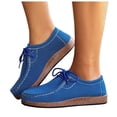 thumbnail image 1 of Rokment Cork Footbed Orthopedic Fashion Sneakers Walking Shoes for Women 2026 Spring Fall Vintage Suede Lace up Wide Width Platform Wedge Casual Loafers Blue Size 5.5, 1 of 8