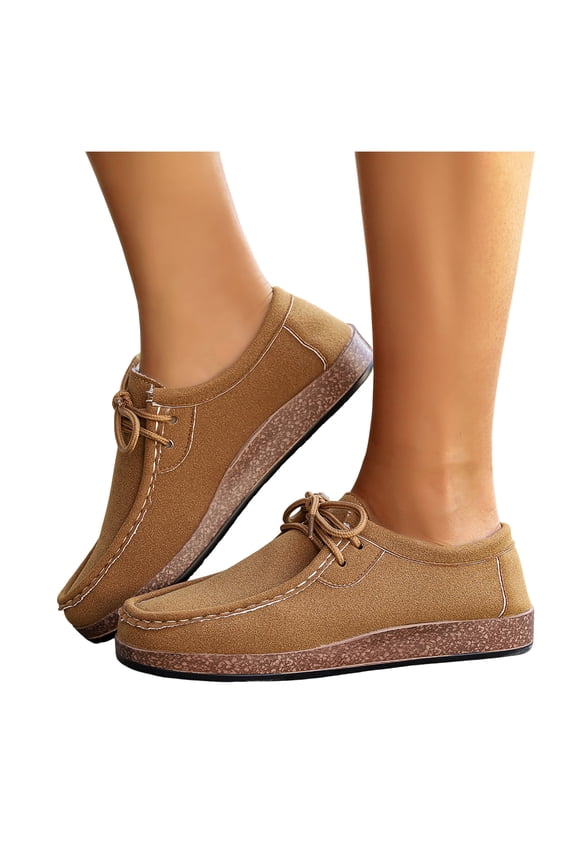 Cork Footbed Orthopedic Fashion Sneakers Walking Shoes for Women 2026 Spring Fall Vintage Suede Lace up Wide Width Platform Wedge Casual Loafers Khaki Size 7.5