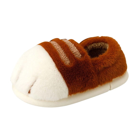 Rokment Cute Cat Paw Fuzzy Slippers for Women Men Couples Cozy Warm Animal Memory Foam House Shoes Indoor Outdoor Bedroom Home Slip on Coffee Size 6