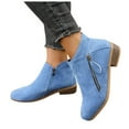 thumbnail image 1 of Rokment Dress Ankle Boots for Women Trendy Fall Winter Suede Pointed Toe Chunky Low Heel Women's Short Booties with Side Zipper Blue Size 6.5, 1 of 7