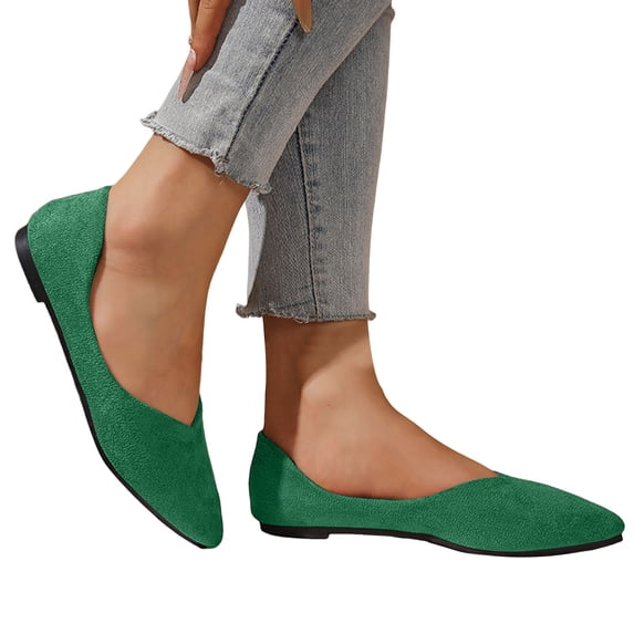 Rokment Dressy Loafers for Women Elegant Suede Pointed Closed Toe Ballet Flat 2026 Fashion Casual Business Office Formal Bride Wedding Shoes Spring Summer Fall Green Size 8.5