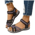 thumbnail image 1 of Rokment Ethnic Athletic Orthotic Walking Sandals for Women Bohemian Beach Comfortable Open Toe Ankle Strap Low Heel Dress Summer Shoes with Arch Support Black Size 6.5, 1 of 7