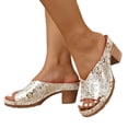 thumbnail image 1 of Rokment Ethnic Vintage Orthopedic Dress Sandals for Women 2026 Beach Summer Boho Leather Platform Chunky Block High Heels Slip on Casual Heeled Dressy Slides White Size 7.5, 1 of 8