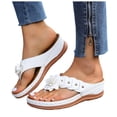 thumbnail image 1 of Rokment Flower Platform Wedge Dress Backless Sandals for Women Plantar Fasciitis with Arch Support Boho Beach Casual Leather Chunky Heel Orthotic Flip Flops Walking Slides Slippers White Size 7.5, 1 of 6