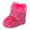 thumbnail image 1 of Rokment Furry Faux-Fur Boots for Women Winter Fuzzy Snow Boots Plush Lined Warm Comfy Indoor Outdoor Mid Calf Flat Short Booties with No Heel Pink Size 9, 1 of 7