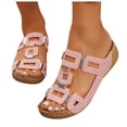 thumbnail image 1 of Rokment Geometic Wedges Slides Sandals for Women 2026 Fashion Comfortable Casual Leather Orthopedic Platform Dress Slip on Summer Shoes Pink Size 9, 1 of 5