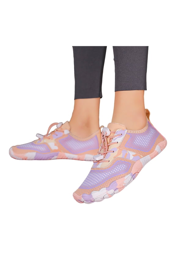 Hiking Barefoot Water Shoes for Women Men Beach Swim Pool River Quick Dry Athletic Wide Toe Outdoor Sport Kayaking Boating Rock Climbing Yoga Lake Diving Pink Size 7.5