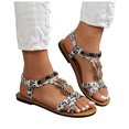 thumbnail image 1 of Rokment Leopard Flat Dress Sandals for Women Fashion Boho Beaded Elastic Ankle Strap Walking Slip on Beach Casual Slingback Summer Shoes 2026, 1 of 7