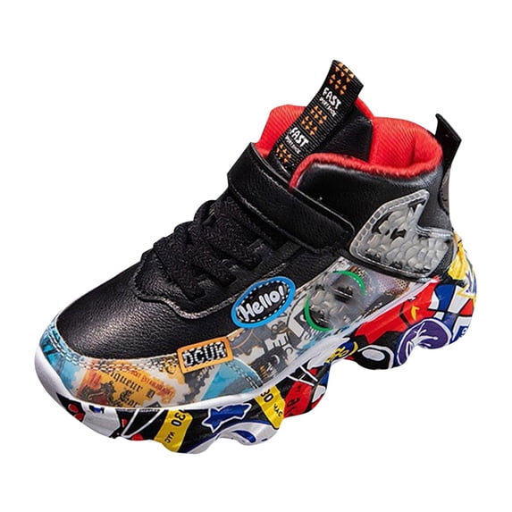 Rokment Little Boys High Top Fashion Sneakers Big Kids Teens Casual Leather Lace up Thick Sole Chunky Dad Walking Tennis Shoes Fall Winter