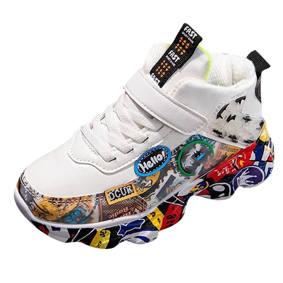 Rokment Little Boys High Top Fashion Sneakers Big Kids Teens Casual Leather Lace up Thick Sole Chunky Dad Walking Tennis Shoes Fall Winter