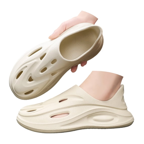 Rokment Men Women Lightweight EVA Wave Hollow out Clogs Slip on Slides Breathable Cushioned Platform Non Slip Mules Water Garden Shoes for Beach Pool Shower Walking Quick Drying
