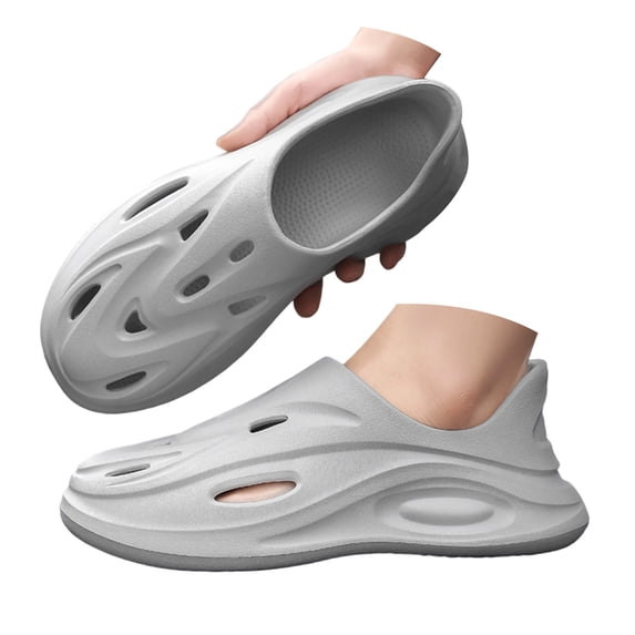 Rokment Men Women Lightweight EVA Wave Hollow out Clogs Slip on Slides Breathable Cushioned Platform Non Slip Mules Water Garden Shoes for Beach Pool Shower Walking Quick Drying