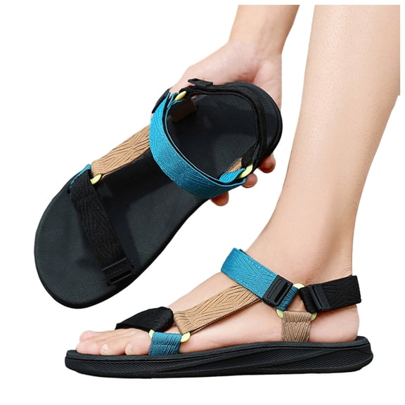 Rokment Men's Orthopedic Arch Support Athletic Walking Sandals Beach Casual Adjustable Ankle Strap Lightweight Summer Outdoor Sports Water Shoes Blue Size 10.5
