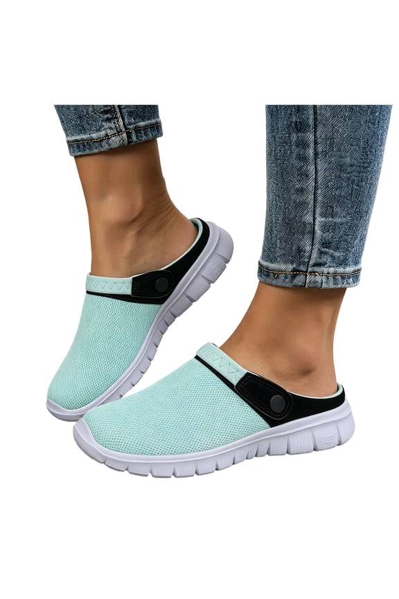 Men's Orthopedic Clogs Mules Backless Sandals with Arch Support and Back Straps Lightweight Comfortable Mesh Closed Toe Walking Slip on Driving Summer Shoes Mint Green Size 9