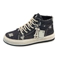 thumbnail image 1 of Rokment Mens High Top Fashion Sneakers Retro Streetwear Casual Ripped Denim Lace up Platform Canvas Walking Flat Tennis Shoes 2026 Black Size 7.5, 1 of 6