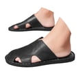 thumbnail image 1 of Rokment Mens Mules Vintage Casual Leather Hollow out Closed Toe Flat Clogs Backless Walking Slip on Sandals Black Size 7, 1 of 5