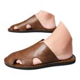 thumbnail image 1 of Rokment Mens Mules Vintage Casual Leather Hollow out Closed Toe Flat Clogs Backless Walking Slip on Sandals Brown Size 9.5, 1 of 5