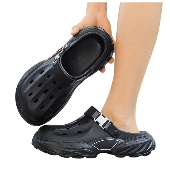 Rokment Mens Ortho Clogs Garden Shoes with Back Strap Lightweight Comfortable Chunky Pool Slides Bathroom Shower Water Sandals Closed Toe Beach Slippers