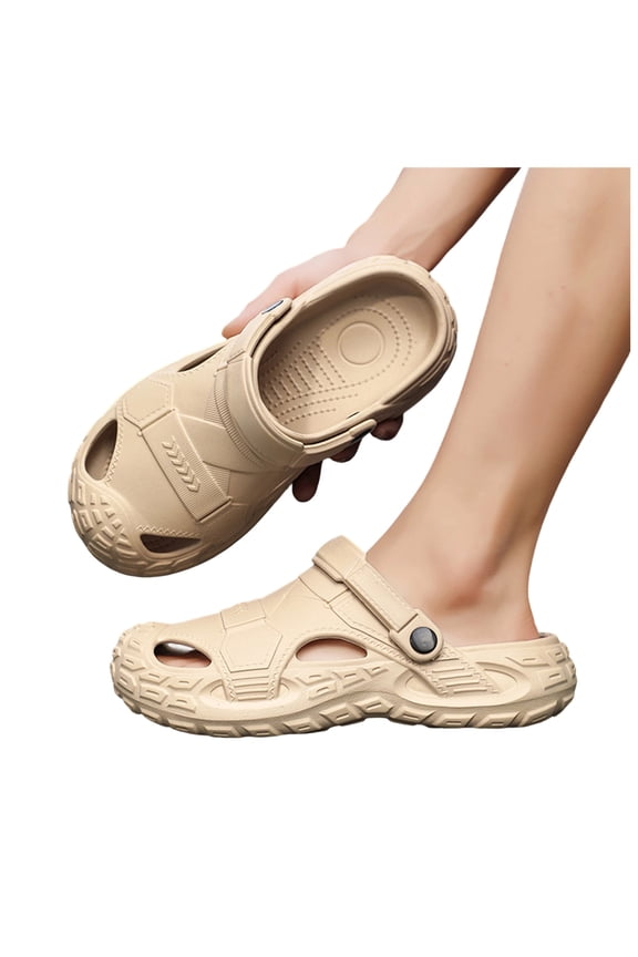 Mens Orthopedic Closed Toe Walking Slides Sandals with Back Strap EVA Arch Support Comfortable Non Slip Nursing Work Clogs Garden Shoes Beach Pool Slippers Indoor Outdoor Khaki Size 8