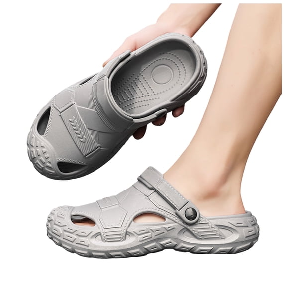 Rokment Mens Orthopedic Closed Toe Walking Slides Sandals with Back Strap EVA Arch Support Comfortable Non Slip Nursing Work Clogs Garden Shoes Beach Pool Slippers Indoor Outdoor Grey Size 9