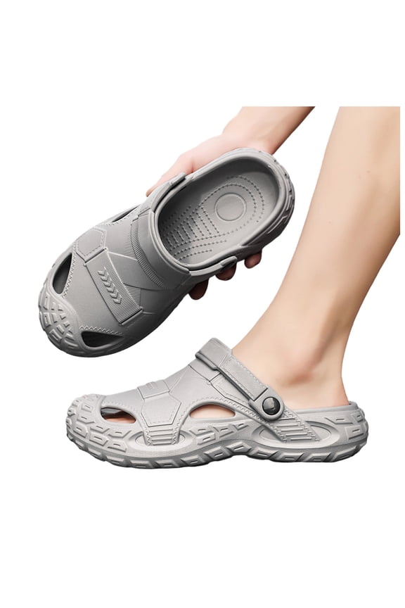 Mens Orthopedic Closed Toe Walking Slides Sandals with Back Strap EVA Arch Support Comfortable Non Slip Nursing Work Clogs Garden Shoes Beach Pool Slippers Indoor Outdoor Grey Size 11
