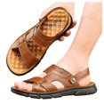 thumbnail image 1 of Rokment Mens Orthotic Sandals with Back Strap Convertible Arch Support Leather Open Toe Walking Slip on Beach Casual Backless Slides Summer Shoes for Driving Work Non Slip Brown Size 7.5, 1 of 5