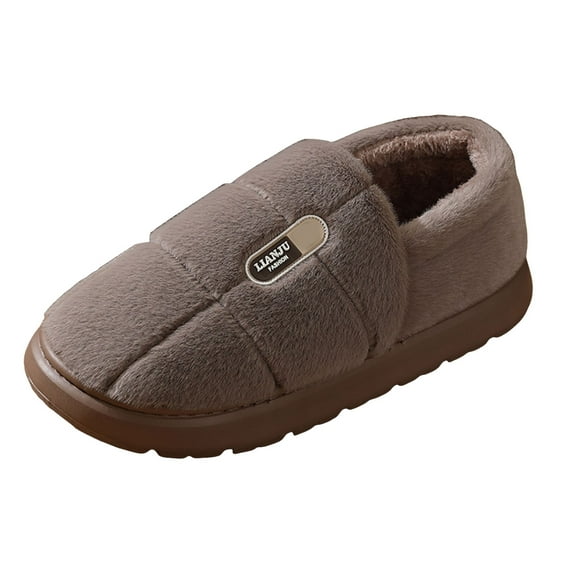 Rokment Mens Slippers Winter Warm Platform Memory Foam Bedroom House Shoes Slip on Snow Boots Home Booties for Indoor Outdoor C Size 9