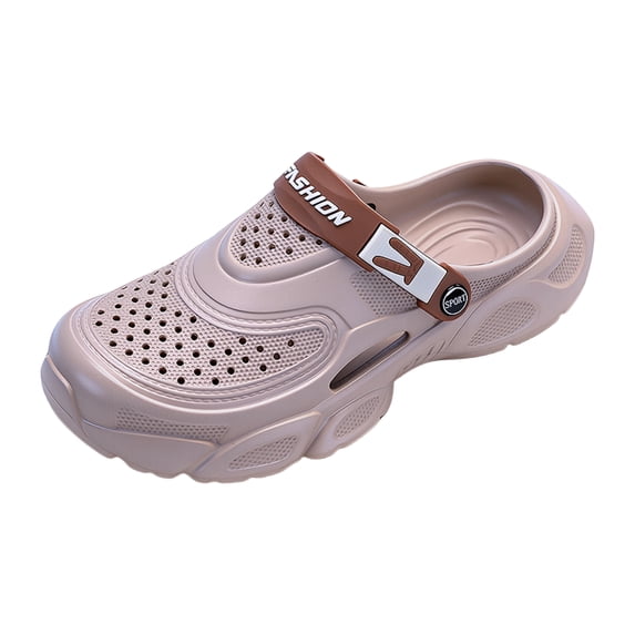 Rokment Mens Wide Width Orthopedic Clogs Garden Shoes with Back Straps and Arch Support Comfortable Closed Toe Open Back Walking Sandals Quick-Dry Casual Slippers Khaki Size 11