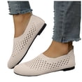 thumbnail image 1 of Rokment Mesh Slip on Penny Loafers Walking Shoes for Women 2026 Spring Summer Breathable Comfortable Hollow out Casual Driving Dress Flat Beach Travel Beige Size 6.5, 1 of 6