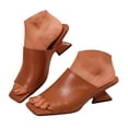 thumbnail image 1 of Rokment Metallic Geometric Wedge High Heels Square Toe Mules for Women Ladies 2026 Fashion Casual Leather Dress Slip on Backless Slides Sandals Summer Brown Size 9, 1 of 6