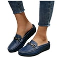 thumbnail image 1 of Rokment Mules Dressy Slippers for Women Ladies Trendy Casual Buckles Leather Closed Toe Sandals Comfortable Walking Slip on Backless Loafers Summer Fall Blue Size 9.5, 1 of 6
